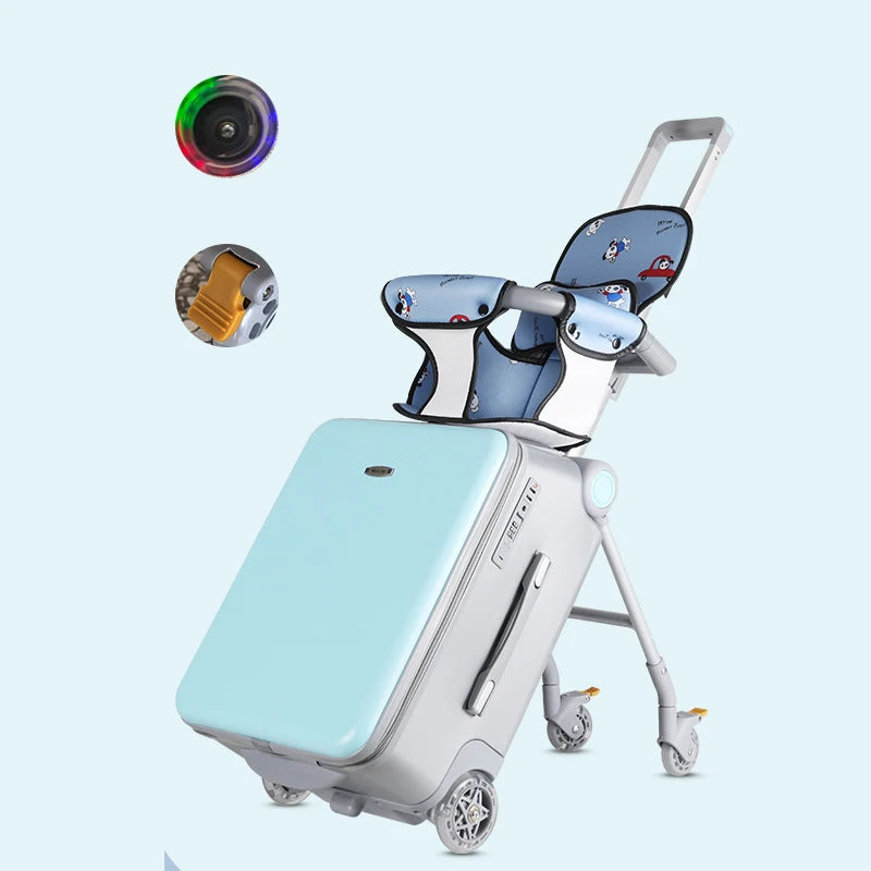 Kid Suitcase Luggage with Spinner Wheels,Large Suitcases with Child Seat Design,20 Inch Hardside Carry on Luggage for Travel